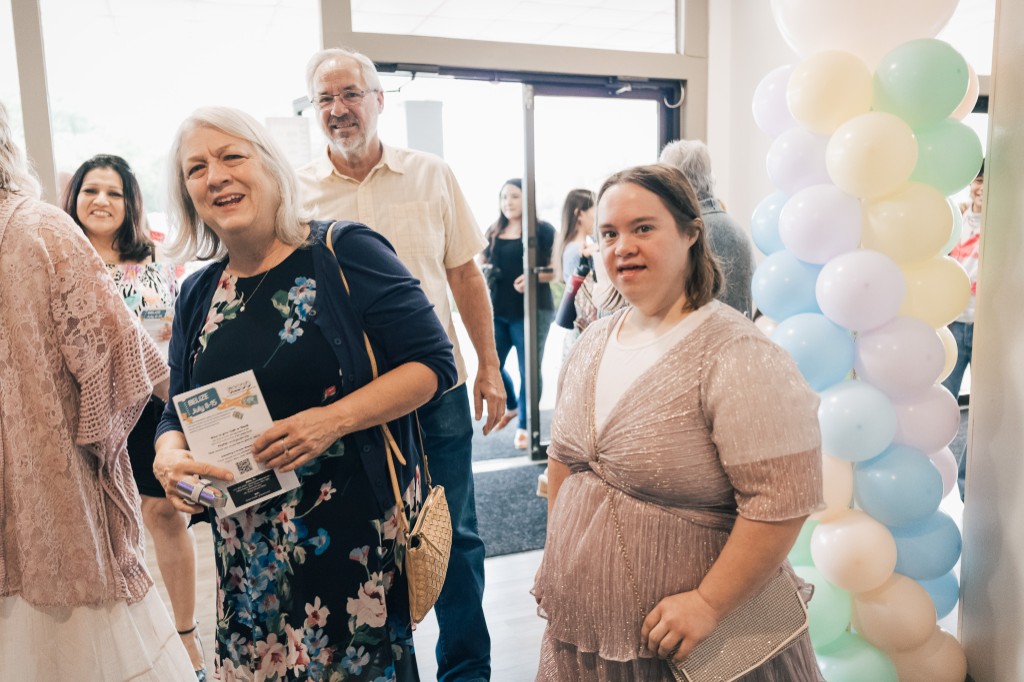 Friends gathering in the lobby at Grace Church